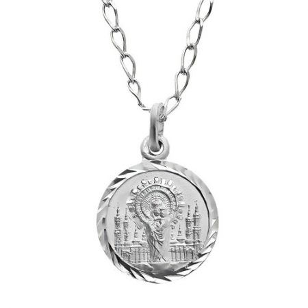 Medalla en Plata de Ley 925 de la Virgen del Pilar tallada a mano con cadena modelo cheval.